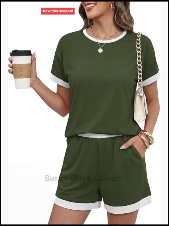 Other - 2 Piece Lounge Set Short Sleeve Summer Vacation Matching Outfits Shorts with